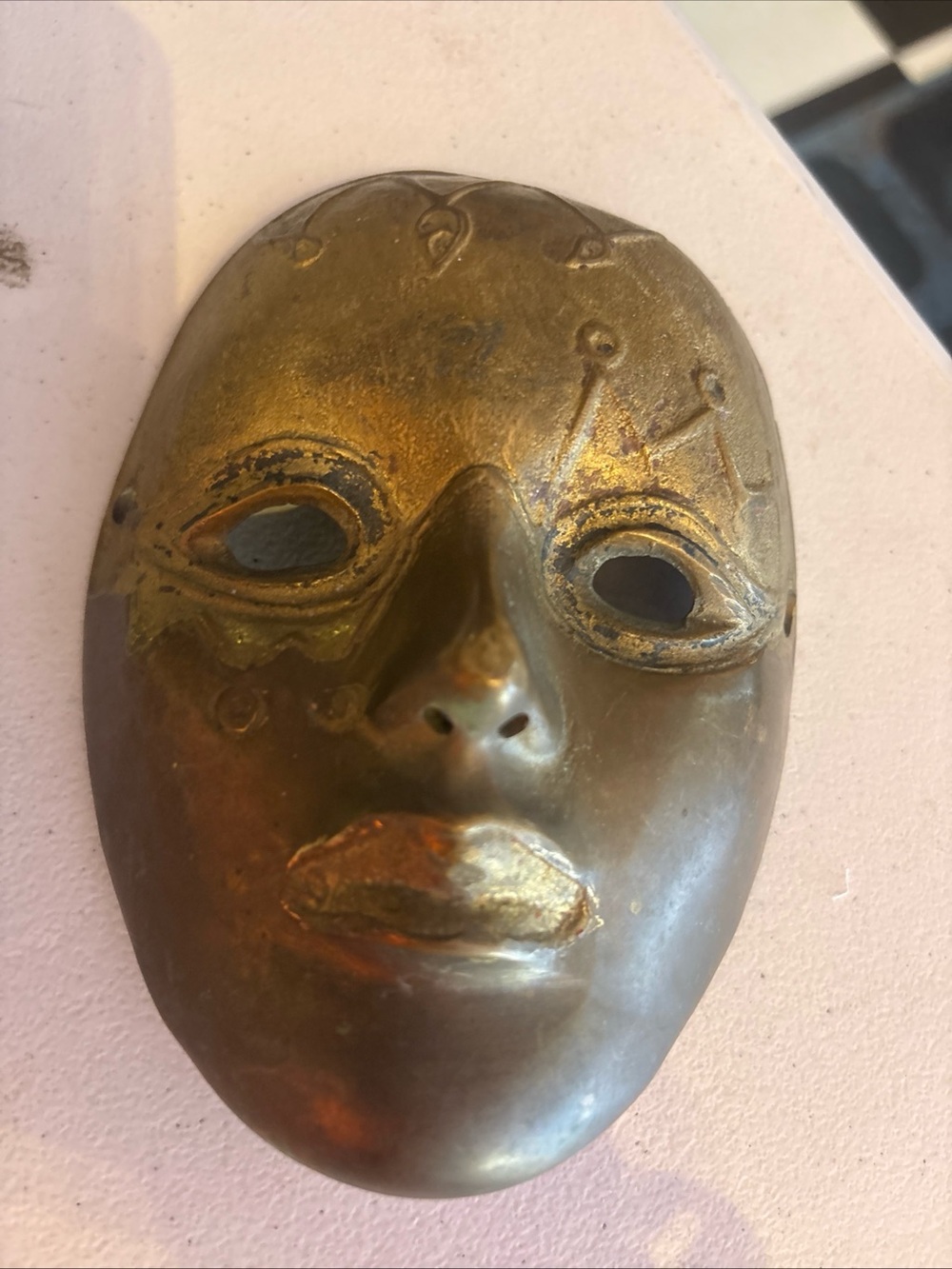Vintage Brass Decorative Wall Mask - Gold Finish